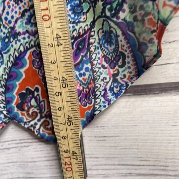 MSK Handkerchief Dress Size 16 Halter Top Paisley Green Blue BOHO Hippie Gypsy - Picture 11 of 16